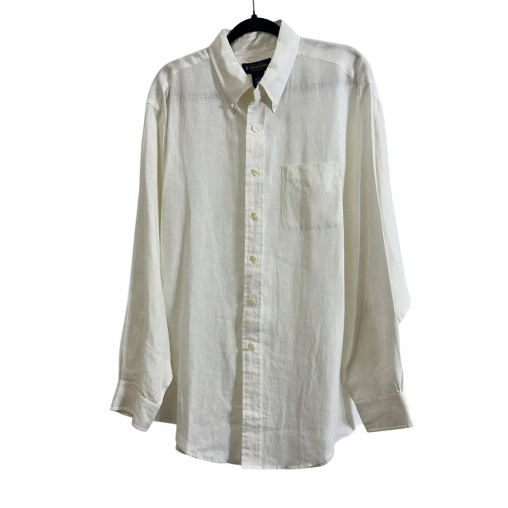 Brooks Brother White Irish Linen Men's Button Up Shirt - XL